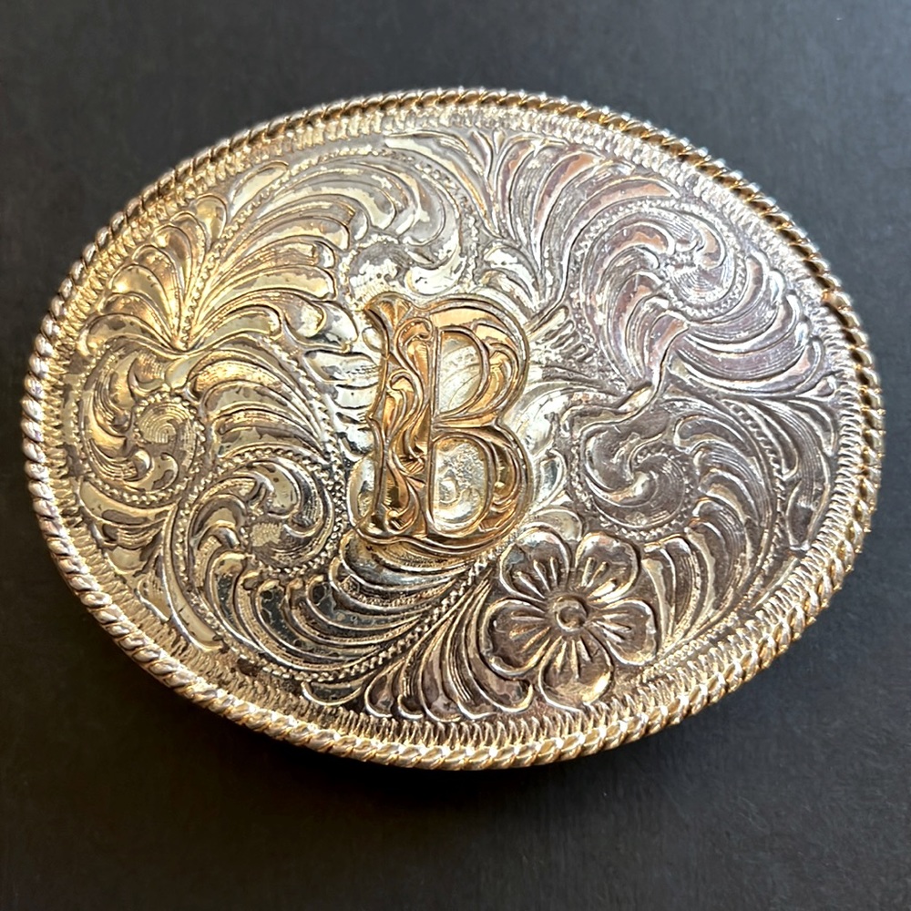 B Silver Belt buckle 4 X 3